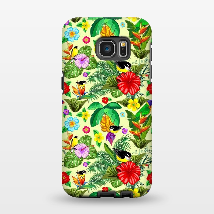 Galaxy S7 EDGE StrongFit Birds and Nature Floral Exotic Seamless Pattern by BluedarkArt