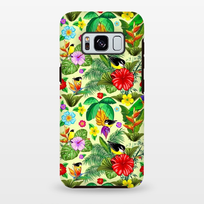 Galaxy S8 plus StrongFit Birds and Nature Floral Exotic Seamless Pattern by BluedarkArt