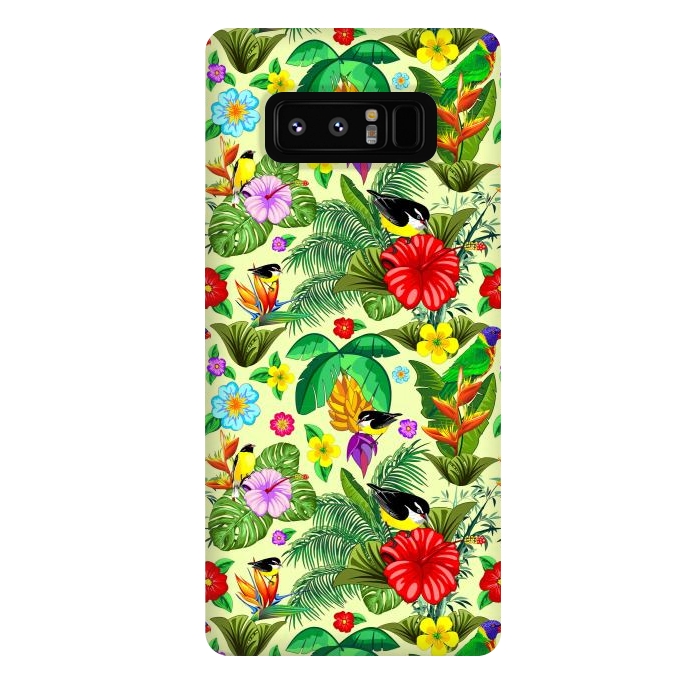 Galaxy Note 8 StrongFit Birds and Nature Floral Exotic Seamless Pattern by BluedarkArt