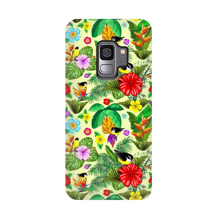 Galaxy S9 StrongFit Birds and Nature Floral Exotic Seamless Pattern by BluedarkArt