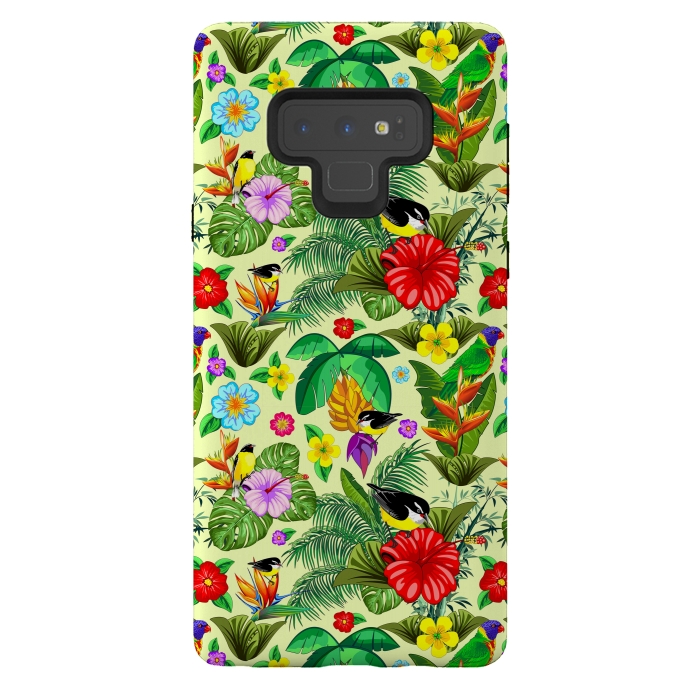 Galaxy Note 9 StrongFit Birds and Nature Floral Exotic Seamless Pattern by BluedarkArt