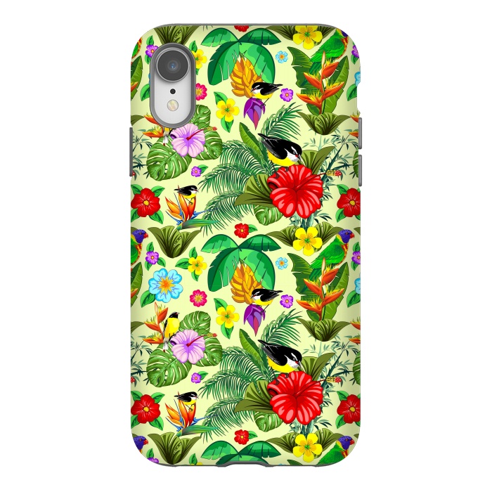 iPhone Xr StrongFit Birds and Nature Floral Exotic Seamless Pattern by BluedarkArt