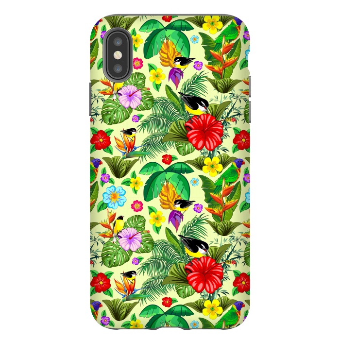 iPhone Xs Max StrongFit Birds and Nature Floral Exotic Seamless Pattern by BluedarkArt