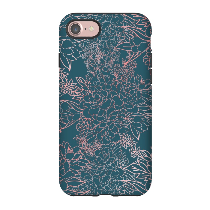 iPhone 7 StrongFit Luxury floral coral strokes doodles design by InovArts