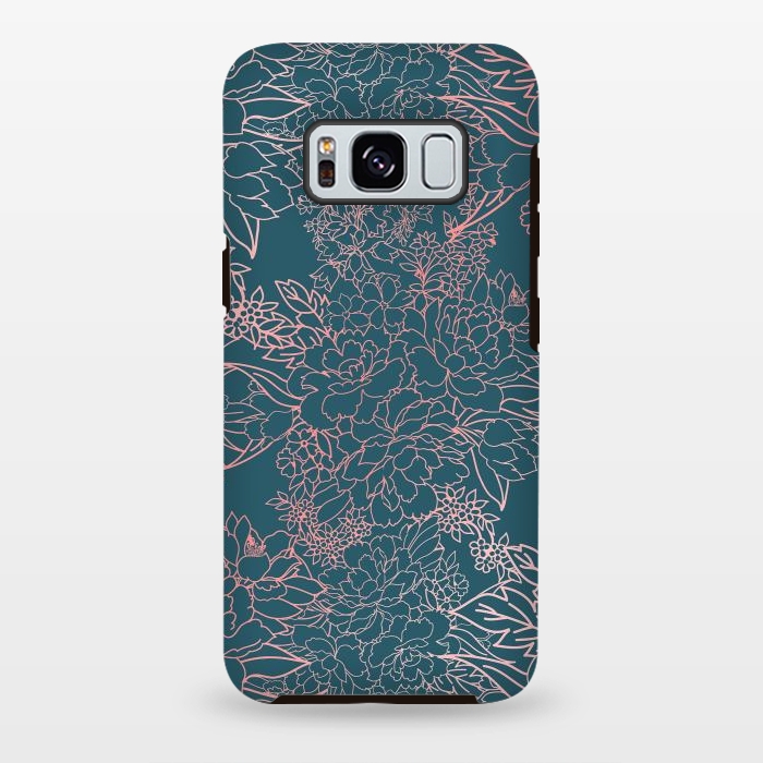 Galaxy S8 plus StrongFit Luxury floral coral strokes doodles design by InovArts