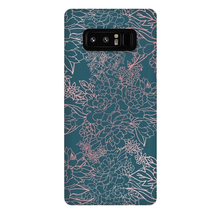 Galaxy Note 8 StrongFit Luxury floral coral strokes doodles design by InovArts