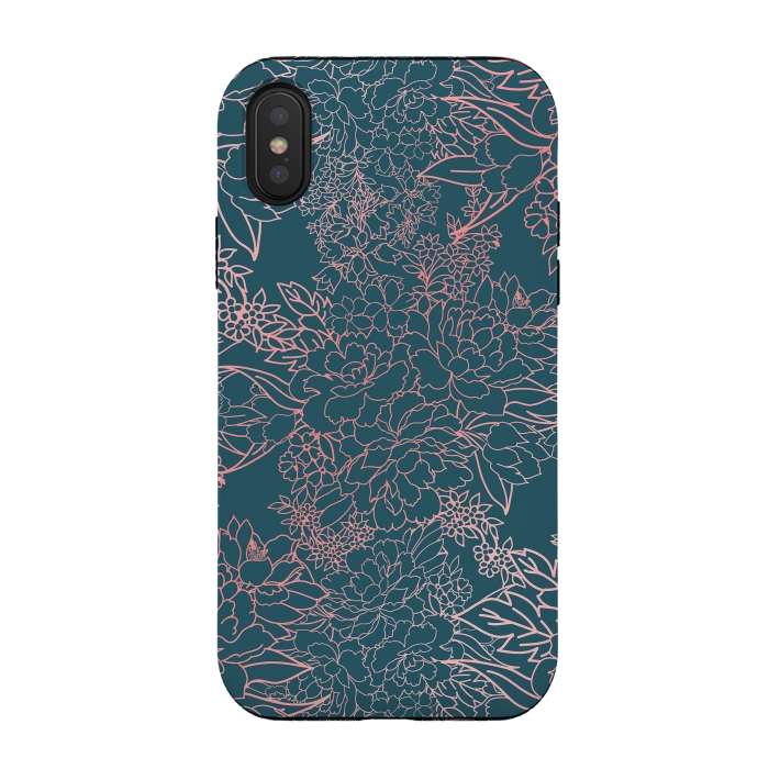 iPhone Xs / X StrongFit Luxury floral coral strokes doodles design by InovArts