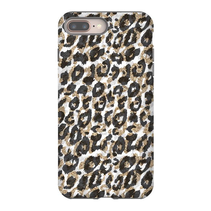 iPhone 7 plus StrongFit Elegant gold leopard animal print pattern by InovArts
