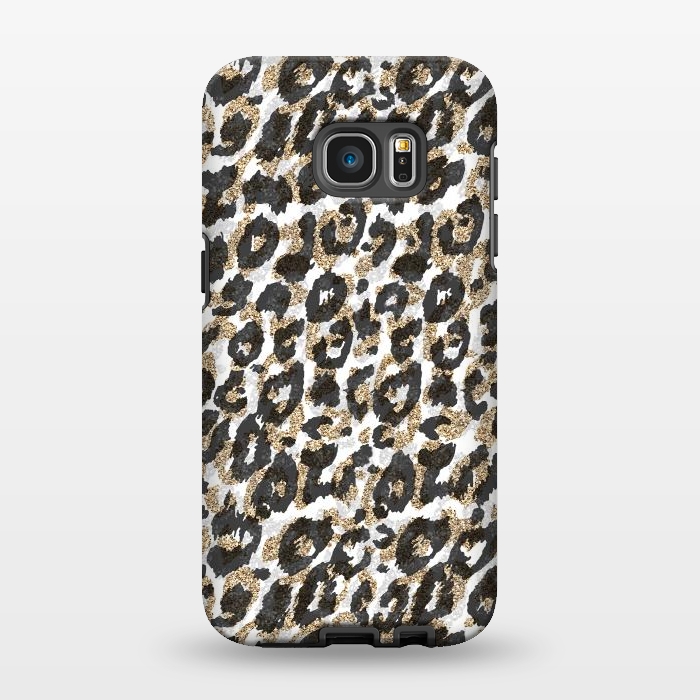 Galaxy S7 EDGE StrongFit Elegant gold leopard animal print pattern by InovArts