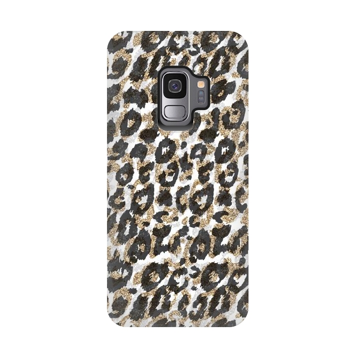 Galaxy S9 StrongFit Elegant gold leopard animal print pattern by InovArts