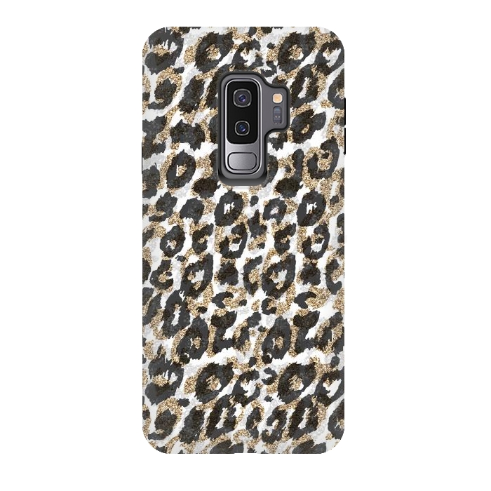 Galaxy S9 plus StrongFit Elegant gold leopard animal print pattern by InovArts