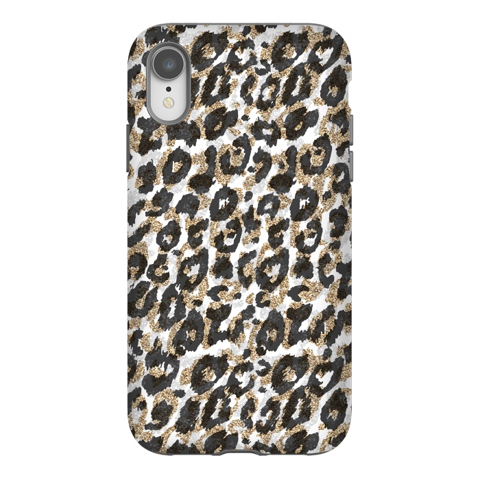 iPhone Xr StrongFit Elegant gold leopard animal print pattern by InovArts