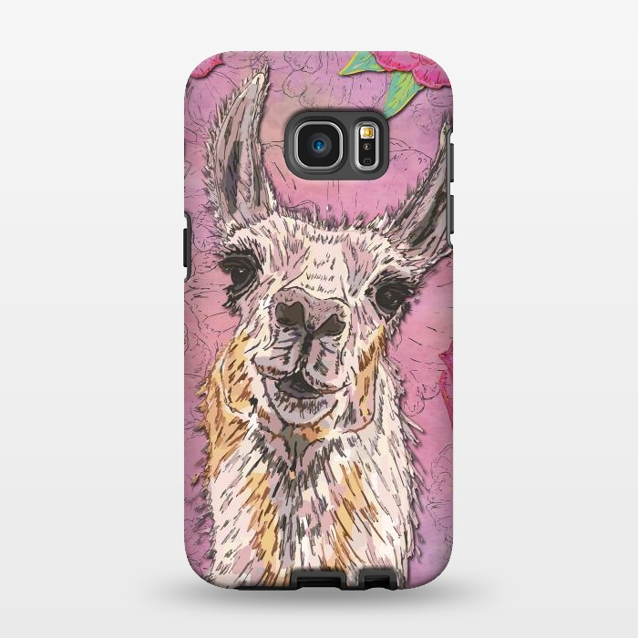 Galaxy S7 EDGE StrongFit Perfectly Pink Llama by Lotti Brown