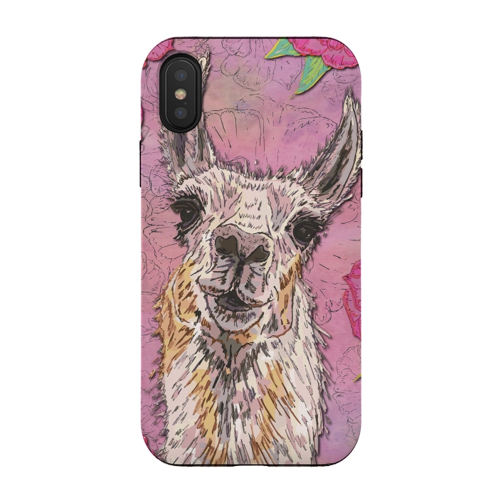 iPhone Xs / X StrongFit Perfectly Pink Llama by Lotti Brown