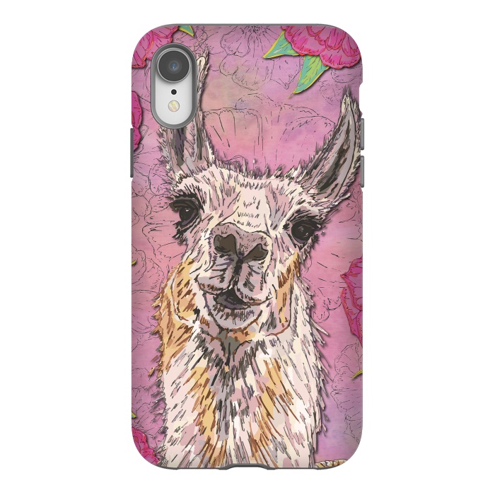 iPhone Xr StrongFit Perfectly Pink Llama by Lotti Brown