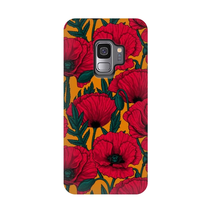 Galaxy S9 StrongFit Red poppy garden by Katerina Kirilova