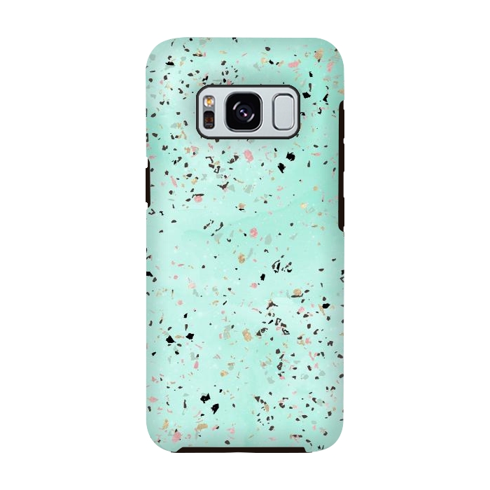 Galaxy S8 StrongFit Mint and gold marble terrazzo design Confetti  by InovArts