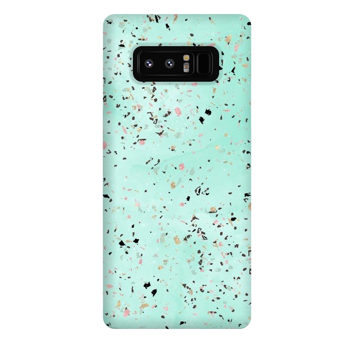 Galaxy Note 8 StrongFit Mint and gold marble terrazzo design Confetti  by InovArts