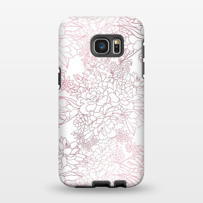 Galaxy S7 EDGE StrongFit Elegant floral rose gold strokes doodles design by InovArts