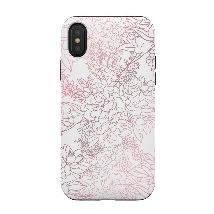 iPhone Xs / X StrongFit Elegant floral rose gold strokes doodles design by InovArts