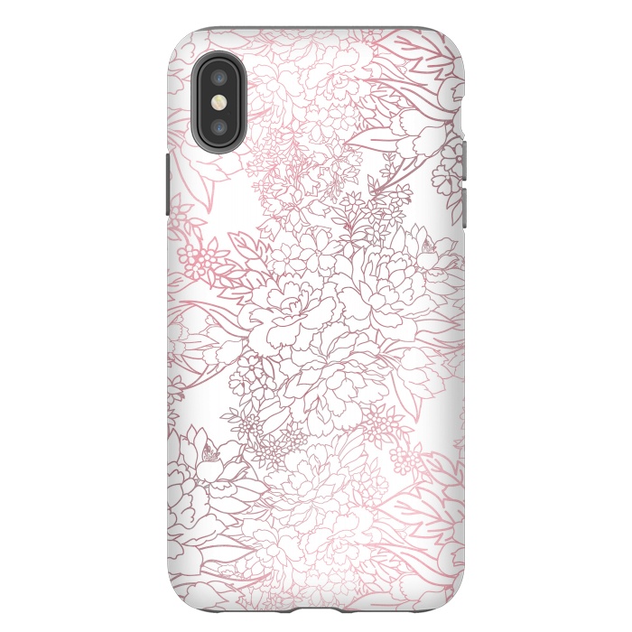 iPhone Xs Max StrongFit Elegant floral rose gold strokes doodles design by InovArts
