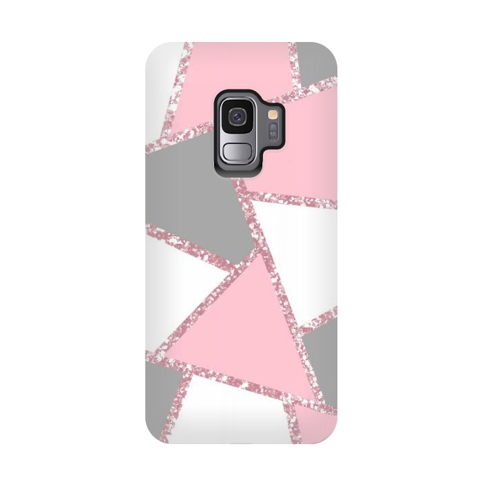 Galaxy S9 StrongFit Geometric pink glitters by Jms