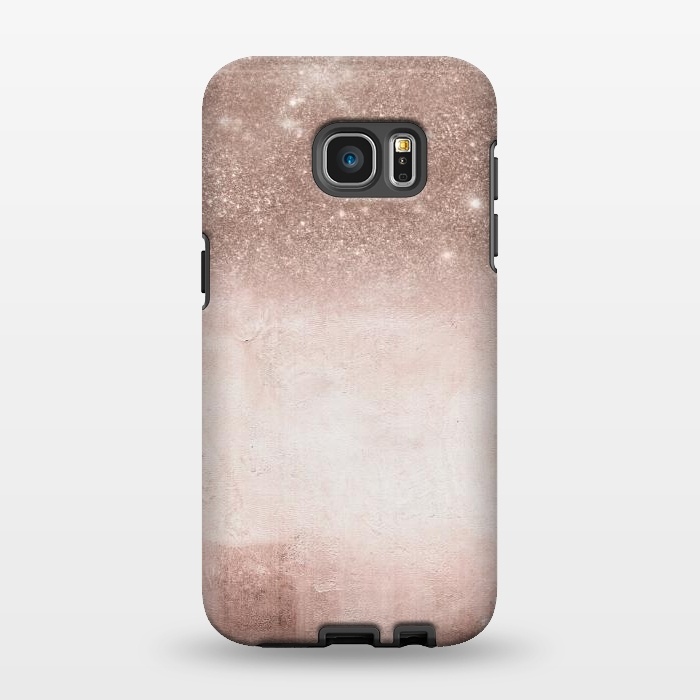 Galaxy S7 EDGE StrongFit Rose Gold Blush Glitter and  Concrete by  Utart