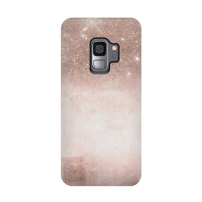Galaxy S9 StrongFit Rose Gold Blush Glitter and  Concrete by  Utart