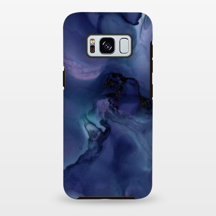 Galaxy S8 plus StrongFit Black Glitter Veins on Blue Ink Marble by  Utart