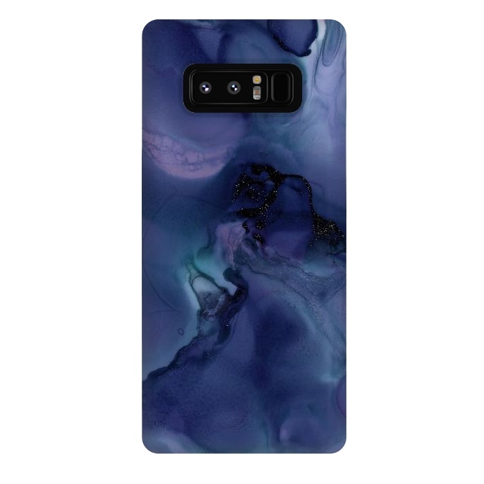 Galaxy Note 8 StrongFit Black Glitter Veins on Blue Ink Marble by  Utart