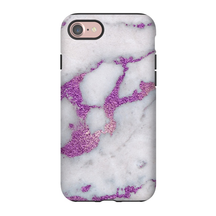 iPhone 7 StrongFit Purple Glitter Veins on Gray Marble by  Utart