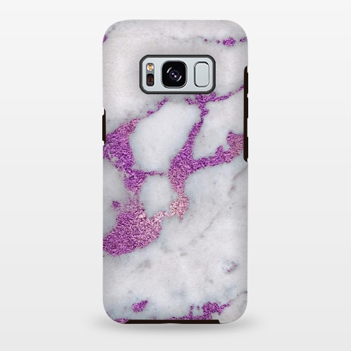 Galaxy S8 plus StrongFit Purple Glitter Veins on Gray Marble by  Utart