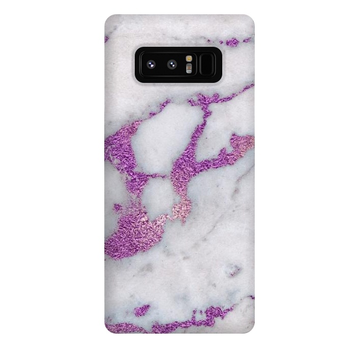 Galaxy Note 8 StrongFit Purple Glitter Veins on Gray Marble by  Utart