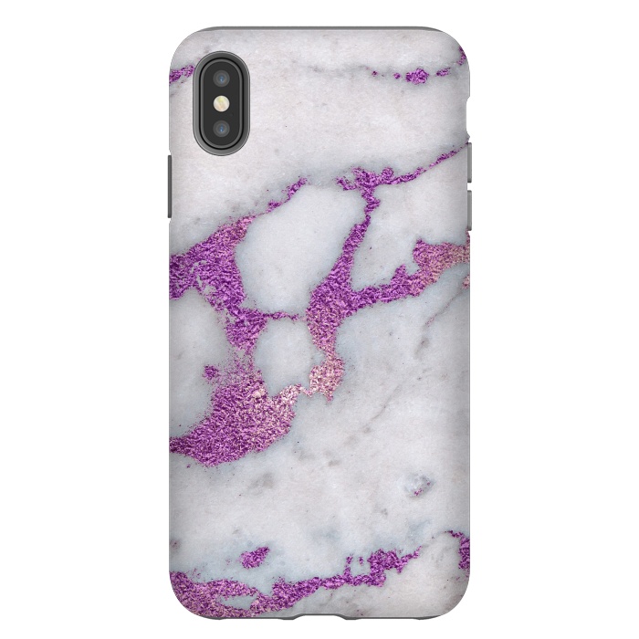 iPhone Xs Max StrongFit Purple Glitter Veins on Gray Marble by  Utart