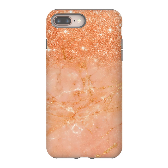 iPhone 7 plus StrongFit Living Coral Glitter and Veins on marble by  Utart