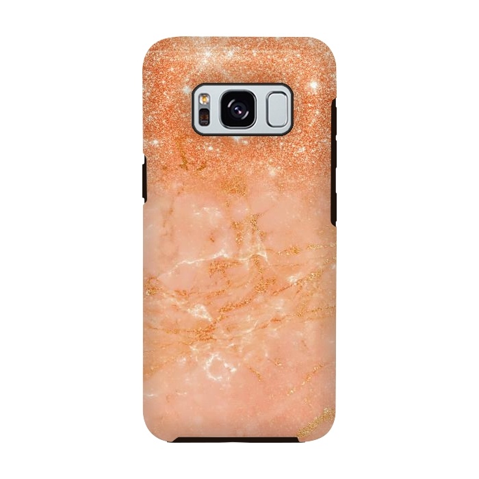 Galaxy S8 StrongFit Living Coral Glitter and Veins on marble by  Utart