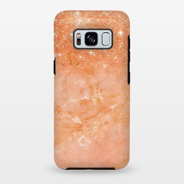 Galaxy S8 plus StrongFit Living Coral Glitter and Veins on marble by  Utart