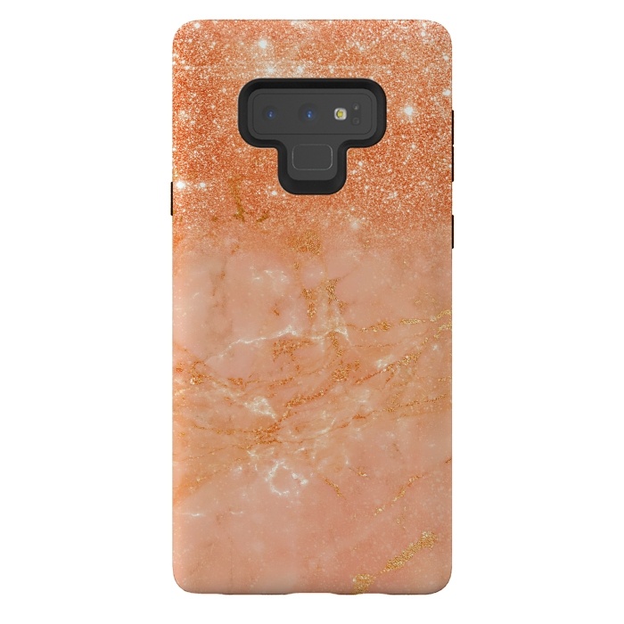 Galaxy Note 9 StrongFit Living Coral Glitter and Veins on marble by  Utart