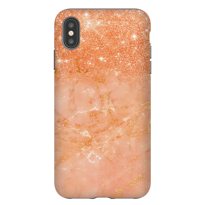 iPhone Xs Max StrongFit Living Coral Glitter and Veins on marble by  Utart