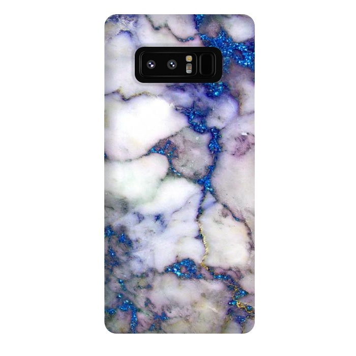 Galaxy Note 8 StrongFit Blue Glitter Veins on Gray Marble by  Utart