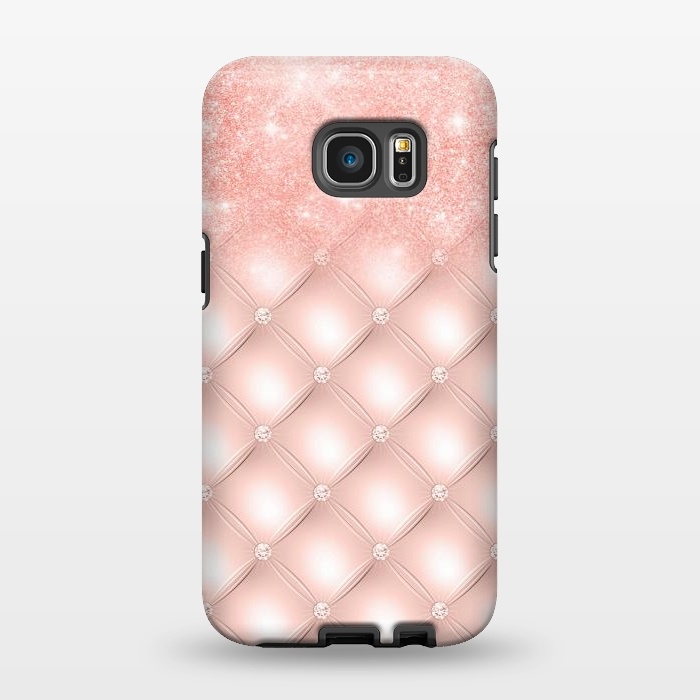 Galaxy S7 EDGE StrongFit Blush Pink Glitter on Luxury Pink Diamonds  by  Utart