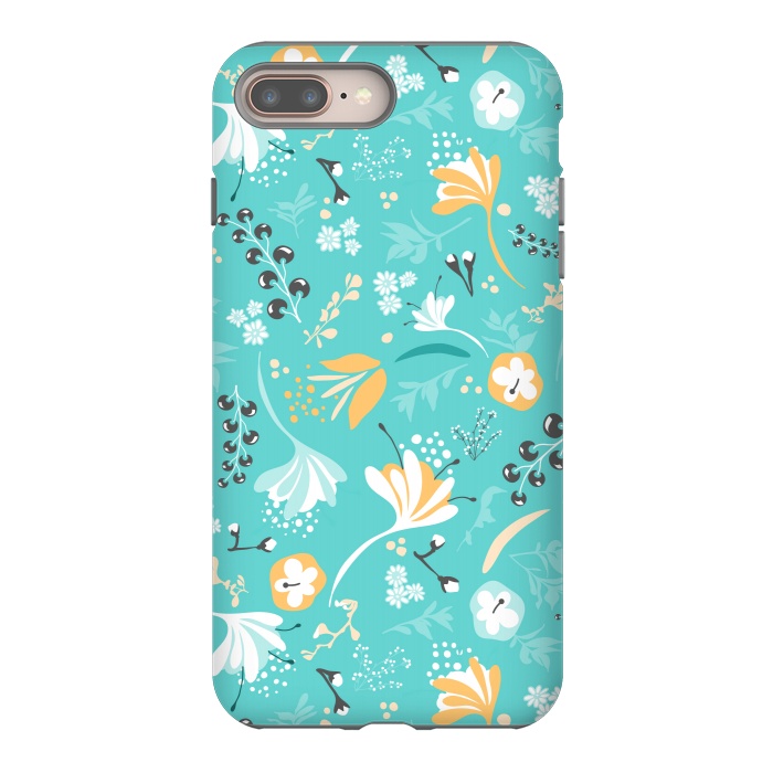 iPhone 7 plus StrongFit Beautiful BC Blooms on Bright Blue by Paula Ohreen