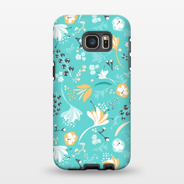 Galaxy S7 EDGE StrongFit Beautiful BC Blooms on Bright Blue by Paula Ohreen