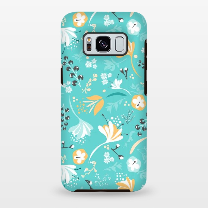 Galaxy S8 plus StrongFit Beautiful BC Blooms on Bright Blue by Paula Ohreen