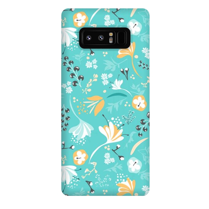 Galaxy Note 8 StrongFit Beautiful BC Blooms on Bright Blue by Paula Ohreen