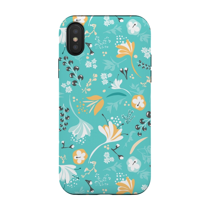 iPhone Xs / X StrongFit Beautiful BC Blooms on Bright Blue by Paula Ohreen