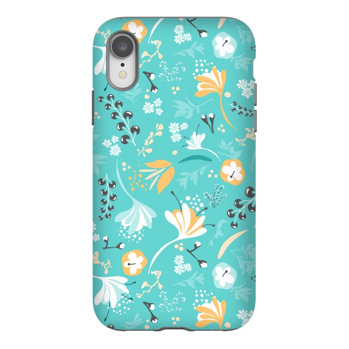 iPhone Xr StrongFit Beautiful BC Blooms on Bright Blue by Paula Ohreen