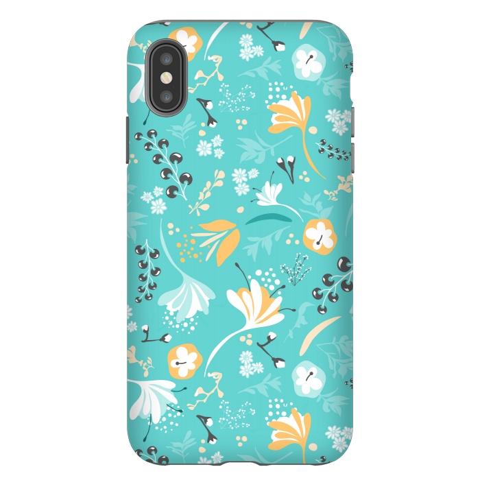iPhone Xs Max StrongFit Beautiful BC Blooms on Bright Blue by Paula Ohreen