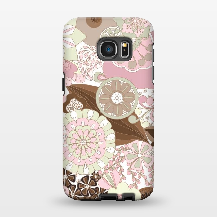 Galaxy S7 EDGE StrongFit Flowers, Flowers Everywhere - Pink and Brown by Paula Ohreen
