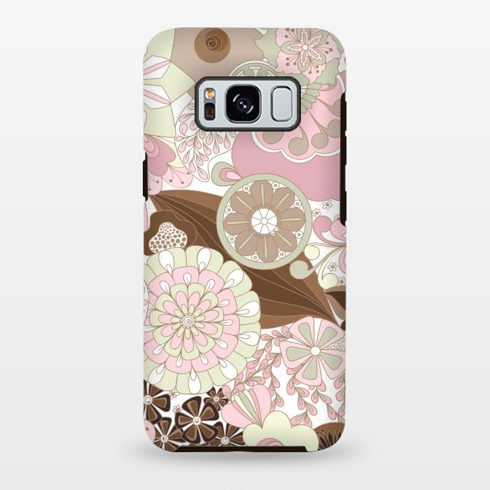 Galaxy S8 plus StrongFit Flowers, Flowers Everywhere - Pink and Brown by Paula Ohreen